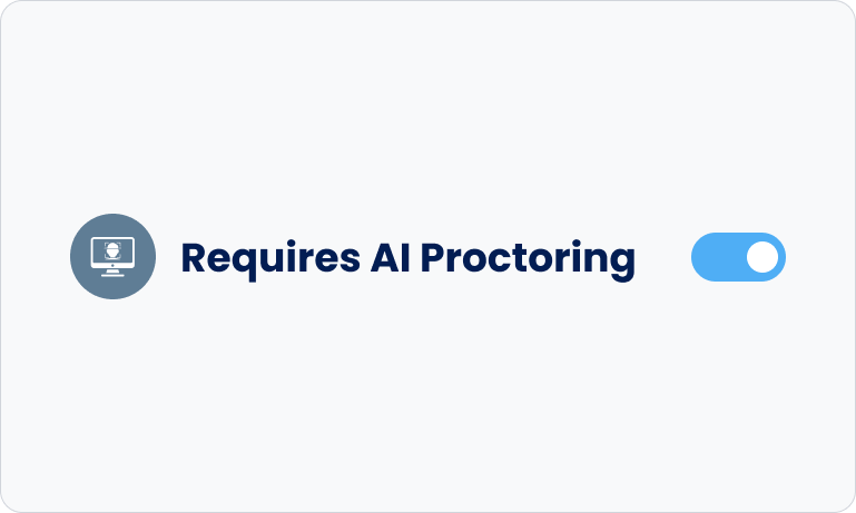 Assessment settings showing AI proctoring configuration